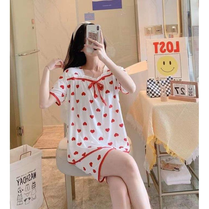 Bộ đồ ngủ tay dài cổ vuông chất liệu cotton thời trang xuân thu mới 2021