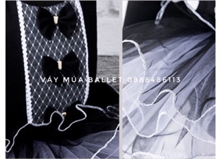 Váy múa ballet 3 nơ cao cấp (tím, đen)