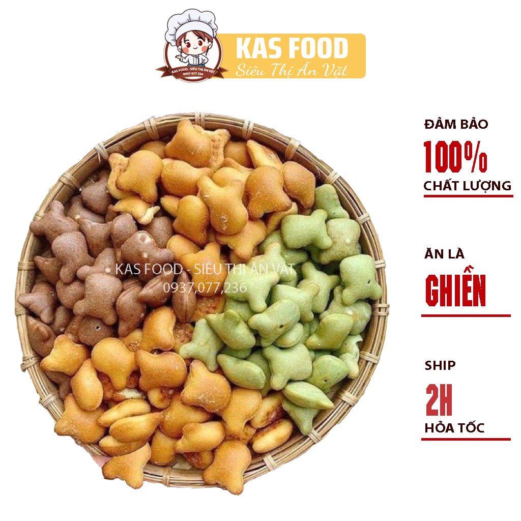 Bánh gấu mix 3 vị BGM450 truyền thống, chùm ngây và cafe thơm ngon, nhân kem 450g - Kas Food