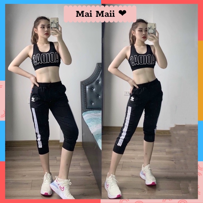 Quần tập gym nữ_Quần lửng jogger có túi chất dày dặn