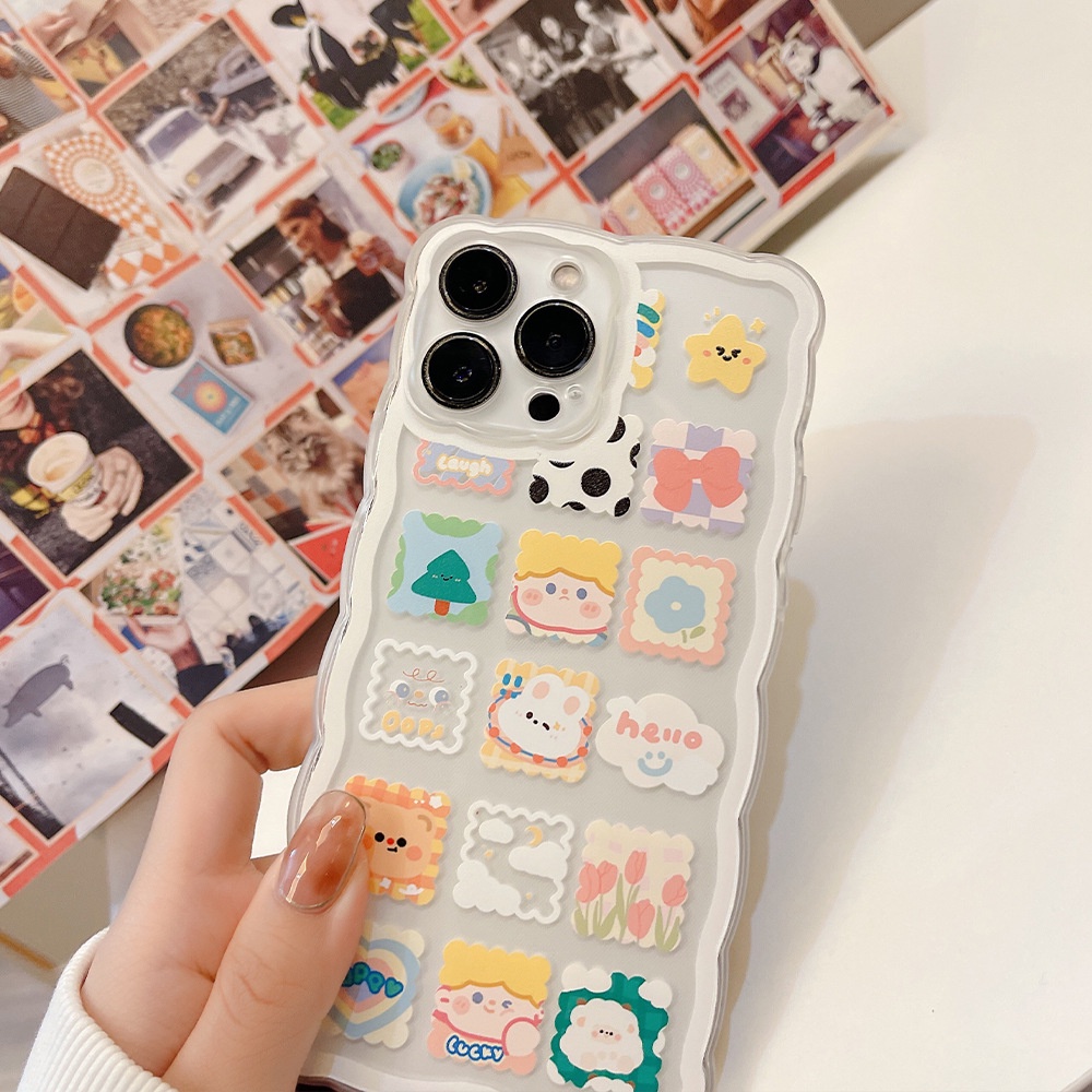 Ốp Lưng Iphone Cạnh Viền Sóng Sticker Dễ Thương 12/12pro/12promax/13/13pro/13promax/11/11promax/7plus/8plus/x/xs/xsmax