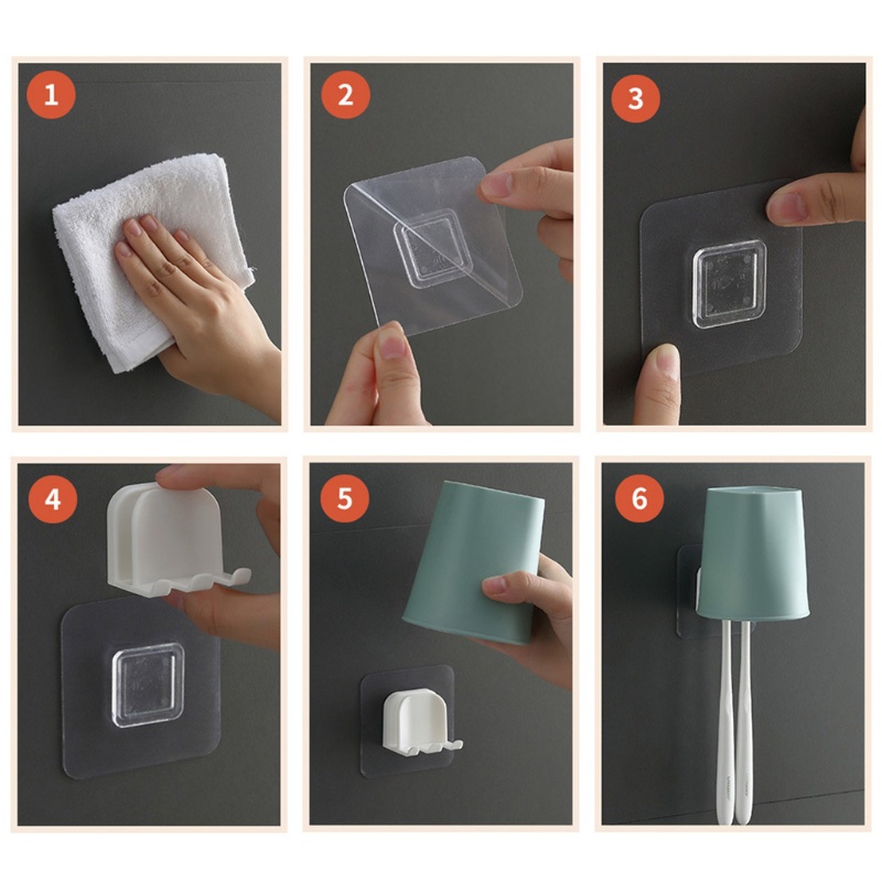 Giá Đỡ Bàn Chải Đánh Răng / Cốc Tự Dính 2 Ngăn Phong Cách Bắc Âu