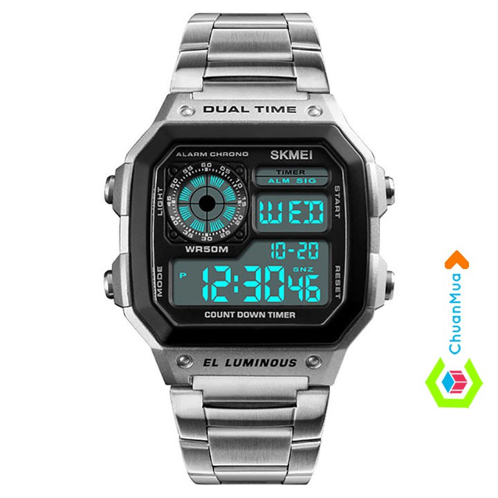 Đồng Hồ Nam Điện Tử SKMEI 1335 EL Luminous DHA508 - Silver, Black, Rose Gold.