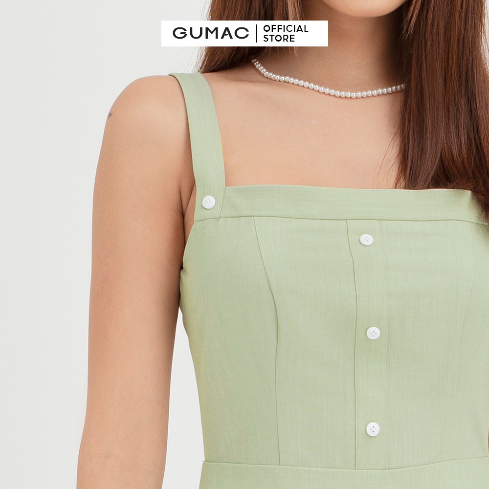 [Mã WABRGU50 giảm 10% đơn 250K] Đầm body nữ 2 dây phối túi GUMAC thiết kế tiểu thư màu xanh DB420 | BigBuy360 - bigbuy360.vn
