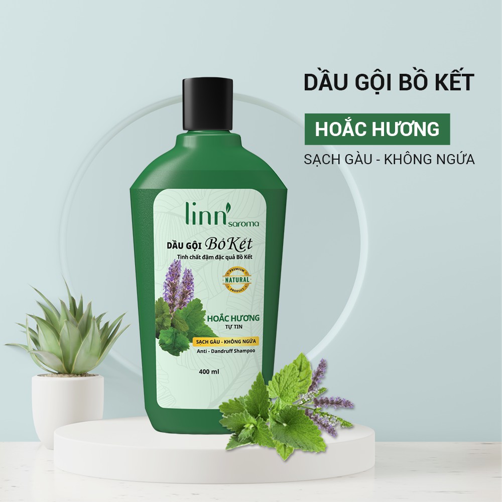 linn'saroma - Dầu Gội Thiên Nhiên Bồ Kết- Hoắc Hương - Sạch sâu, giảm gàu, dưỡng tóc chắc khỏe 400ml