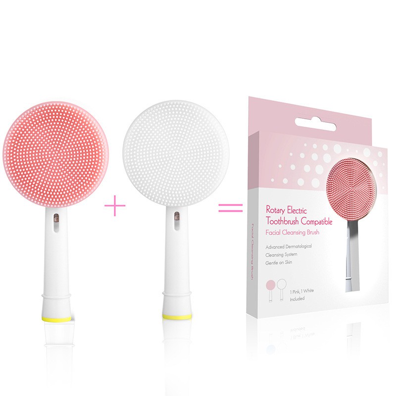 Set 2 đầu cọ rửa mặt bằng silicon dùng thay máy rửa mặt giúp làm sạch, massage mặt hiệu quả, dùng thay đầu bàn chải điện | BigBuy360 - bigbuy360.vn