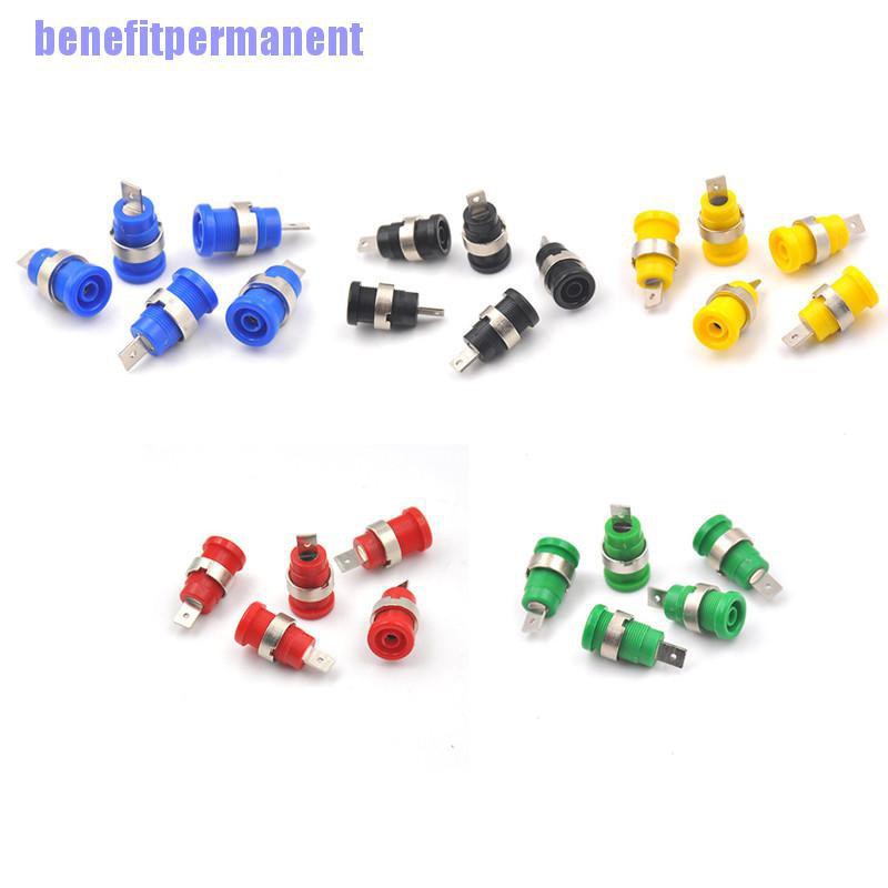 Benefitpermanent✹★ 5Pcs 4Mm Banana Plugs Female Jack Socket Plug Wire Connector 5 Colors