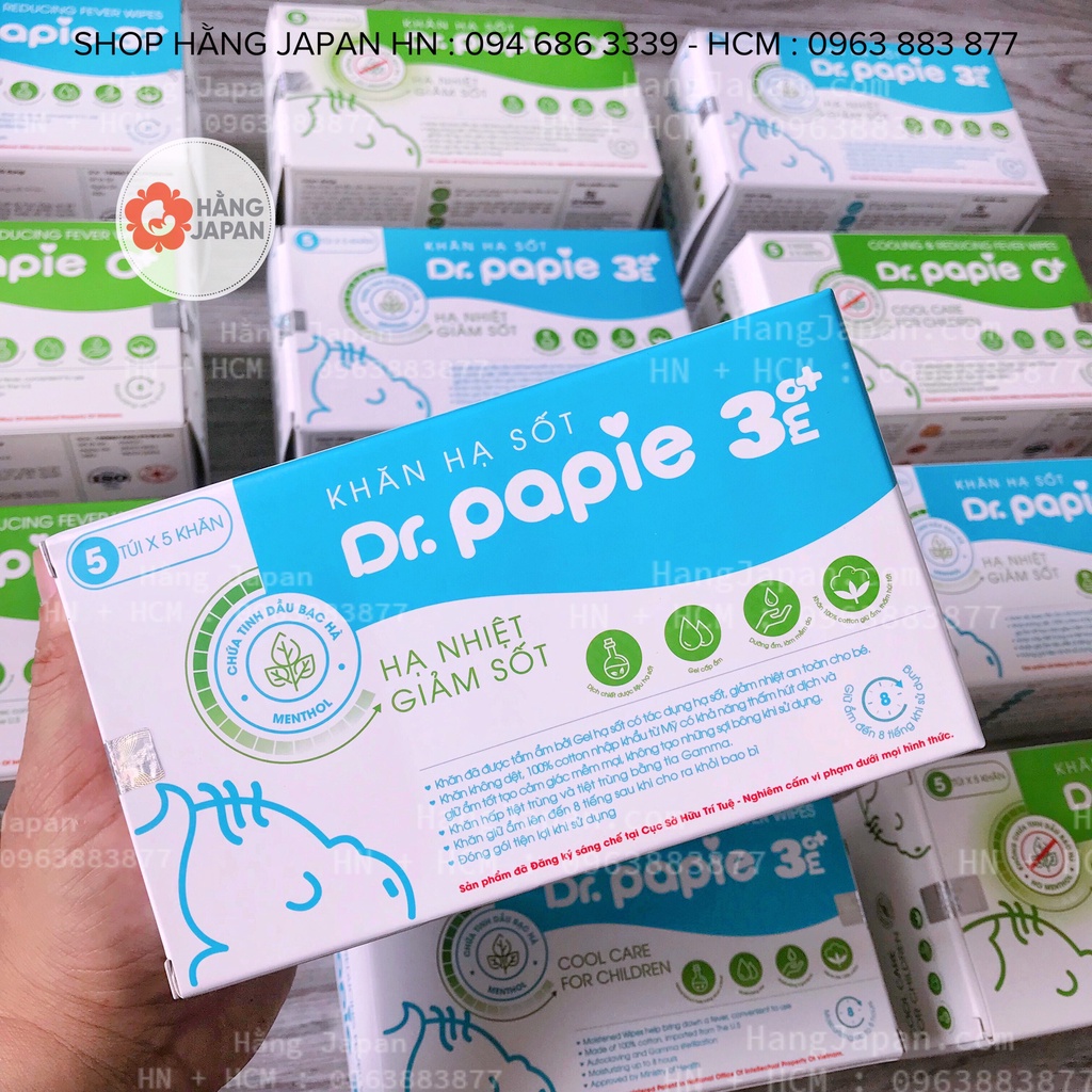 Khăn lau mát hạ sốt Dr.papie cho bé từ 0 tháng tuổi