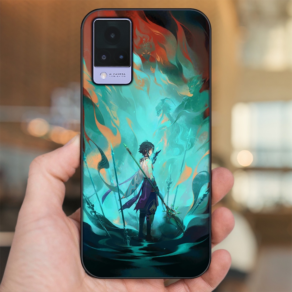 Ốp lưng Vivo V21 viền đen in hình Xiao Genshin Impact