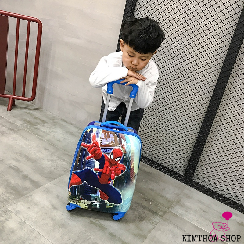 Vali kéo du lịch cao cấp in 2 mặt chống trầy size 18, vali đi chơi cho bé bánh xoay 360 độ chắc chắn