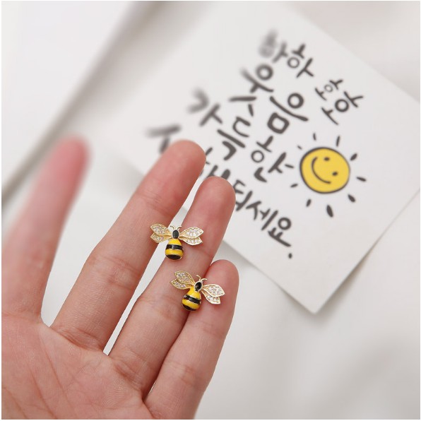 Bông tai Bạc 925 Phong Cách Hàn Quốc - BEE xinh xắn ( Cao Cấp )- ẢNH CHỤP THẬT