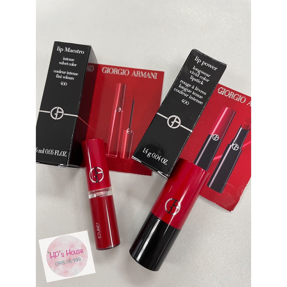 SON KEM LÌ ARMANI BEAUTY LIP MAESTRO LIPSTICK - MÀU 400 - ĐỎ TƯƠI