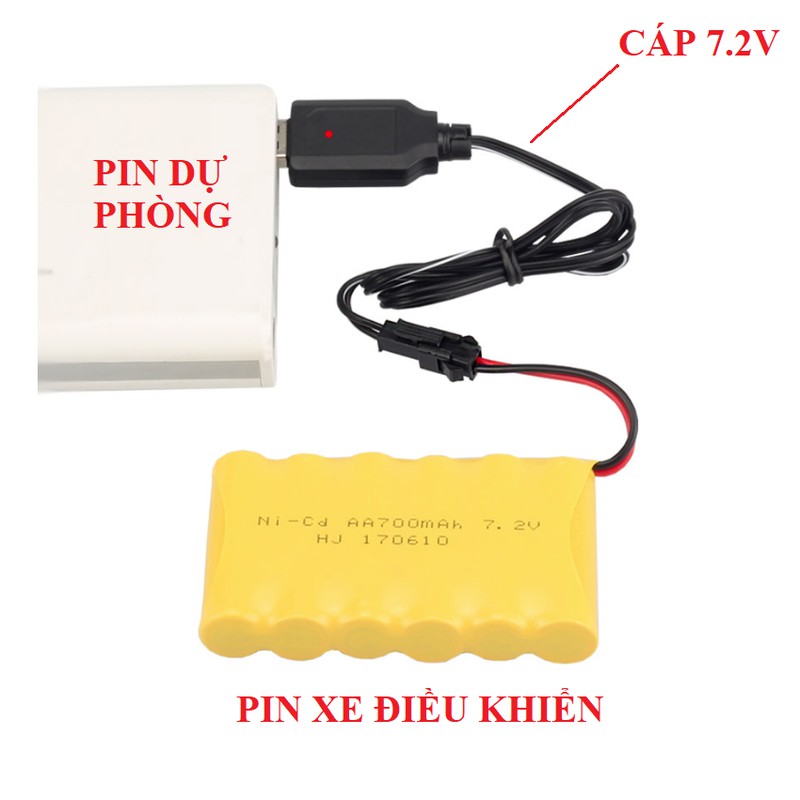 Pin sạc xe mô hình điều khiển Ni-Cd 7.2v dung lượng 1400mAh cổng nối SM dùng cho xe mô hình điều khiển