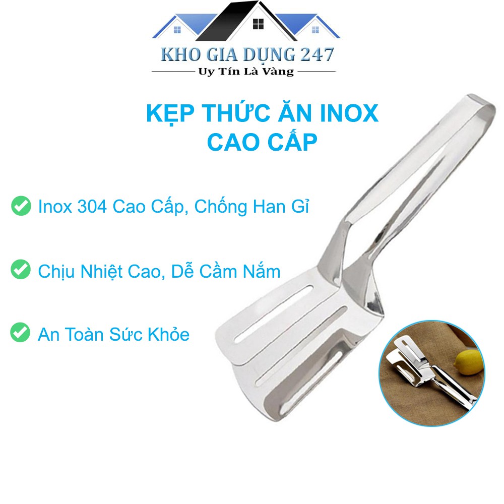 Kẹp Thức Ăn, Đồ Rán Bằng INOX Cao Cấp Tiện Dụng, Chất Liệu INOX 304 Không Han Rỉ, Chịu Nhiệt Tốt