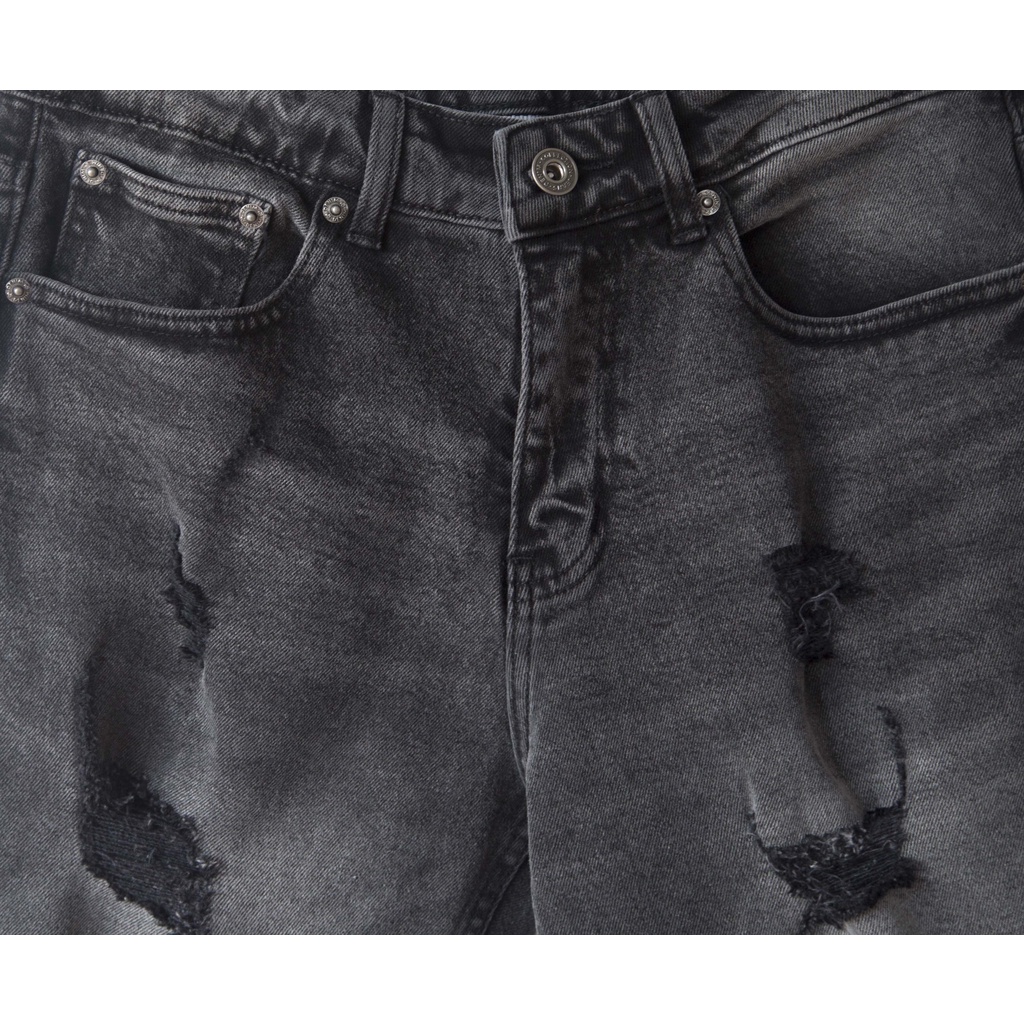 Quần short nam LAB+ COTTONLAB quần bò jean chất denim màu xám rách cao cấp - LAB2101002