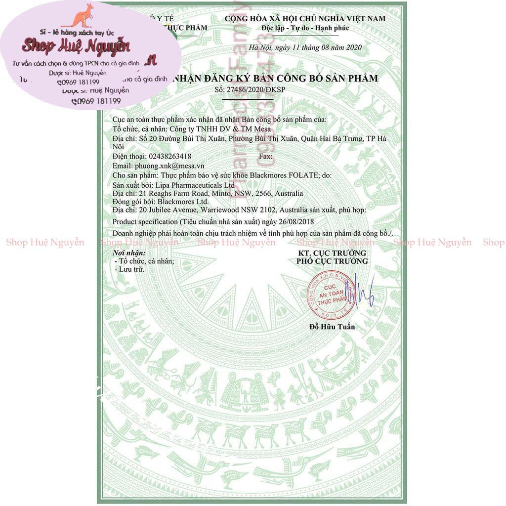 Viên uống bổ sung Acid Folic [Úc] Blackmores Folat 500mcg - 90 viên | BigBuy360 - bigbuy360.vn