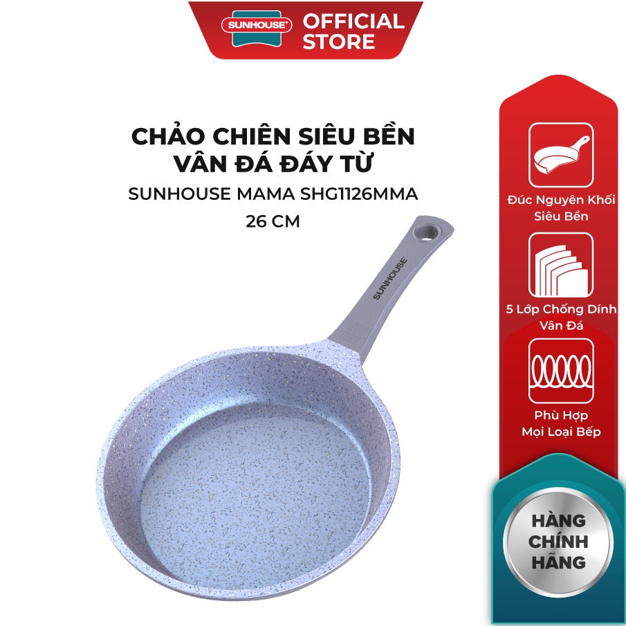 Chảo chiên siêu bền vân đá đáy từ SUNHOUSE MAMA SHG11-MMA