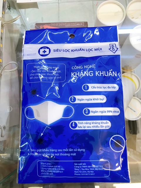 Khẩu trang cao cấp kháng khuẩn Cardino- Viettex