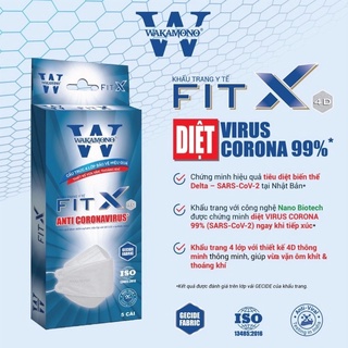 [HỘP] KHẨU TRANG WAKAMONO 4D FIT X (4 LỚP, HỘP 5 CÁI)