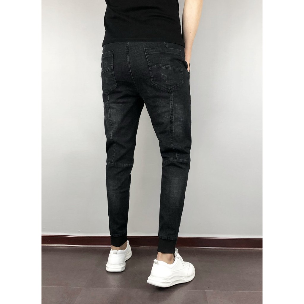 Quần Jean Nam Jogger Quần Bò Cạp Chun Bó Gấu - Xu Hướng Quần Jean Nam Chun Ống Bó Có Video