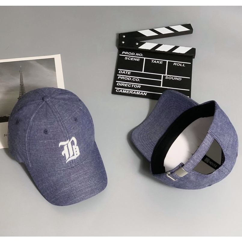 Mũ lưỡi trai chữ B màu vải bò cá tính dành cho cả nam và nữ full hộp để làm quà tặng