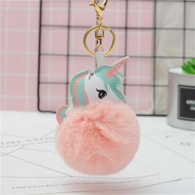 Móc khoá quả bông ngựa thần unicorn dễ thương da PU MKB13