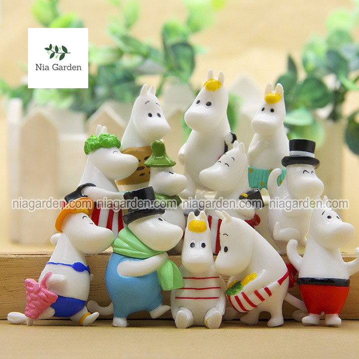 Tiểu cảnh hà mã Moomin, trang trí chậu cây nhỏ, chậu để bàn - PKTC