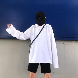 UNISEX - ÁO THUN TAY DÀI TRƠN MÀU TRẮNG - LONG TEE BASIC