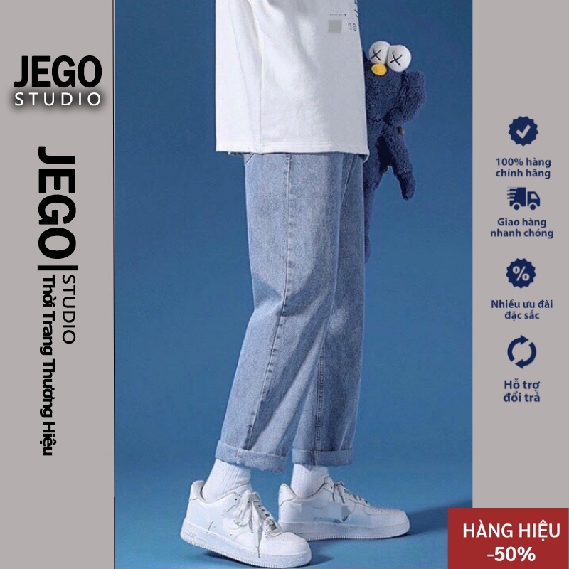 Quần jean nam bagy xanh đen, quần bò ống đứng đẹp dáng suông - Jego Studio