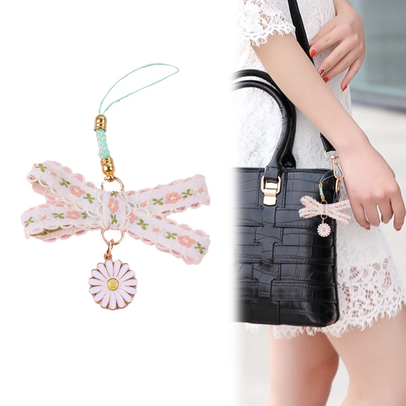 Small Japanese Chrysanthemum Key Chains With Bells And Ribbons To Decorate Bags For Women
