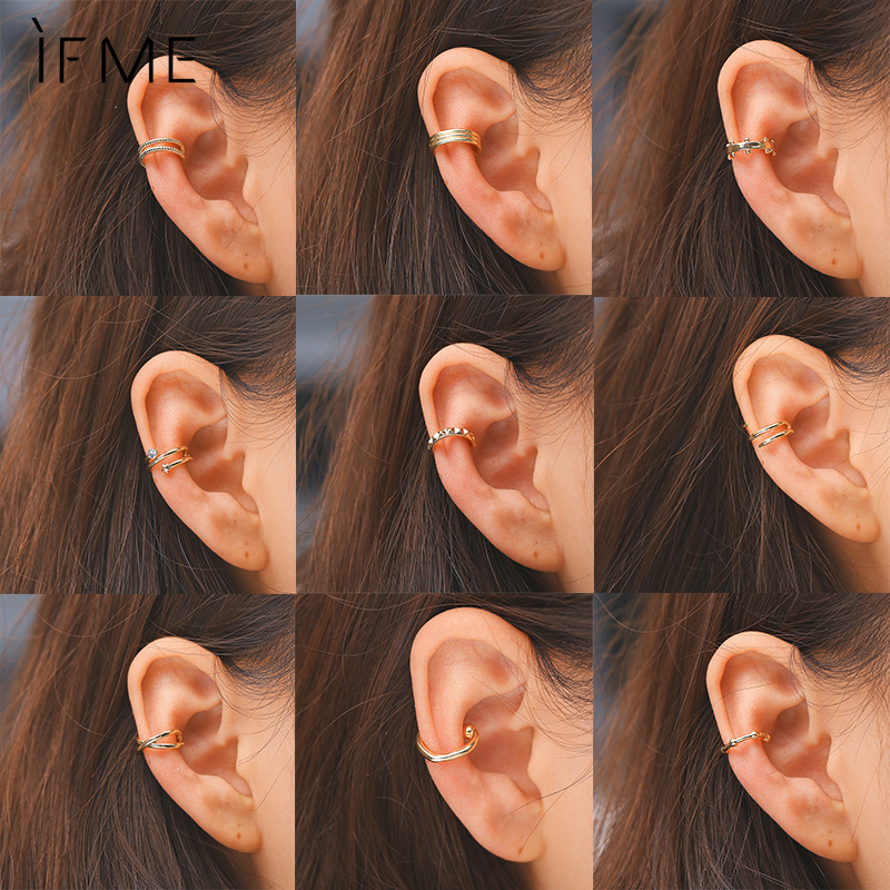 Khuyên tai IF ME hợp kim mạ vàng phong cách Hàn Quốc thời trang cho nữ
