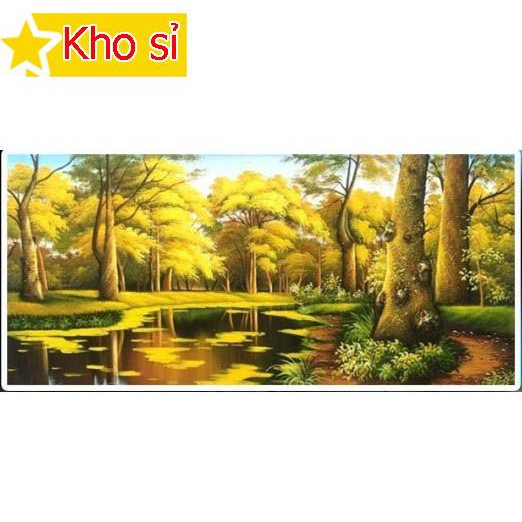 Tranh đính đá Rừng lá vàng mùa thu Lv311 (150x75cm) [KHO SỈ] Tranh chất lượng cao