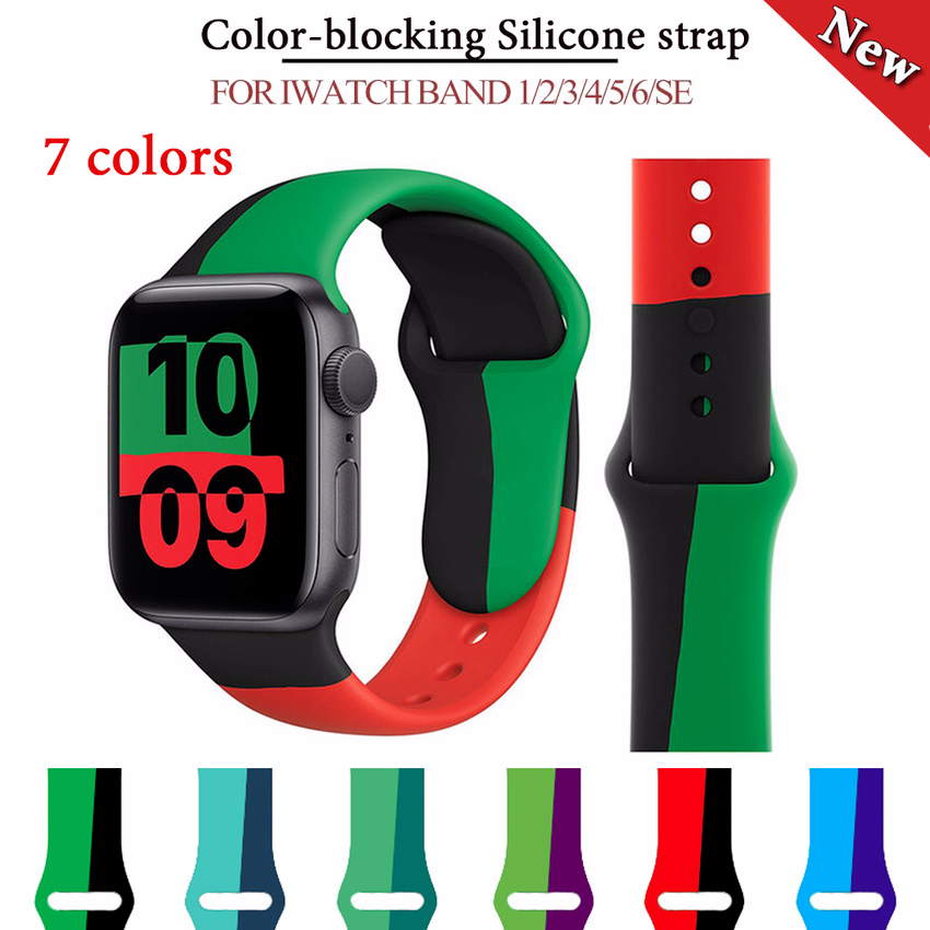 Dây Đeo Đồng Hồ Bằng Silicone Mềm Nhiều Màu Cho Đồng Hồ Thông Minh Apple Watch Series 6 Se 5 4 3 2 1 38mm 40mm 42mm 44mm