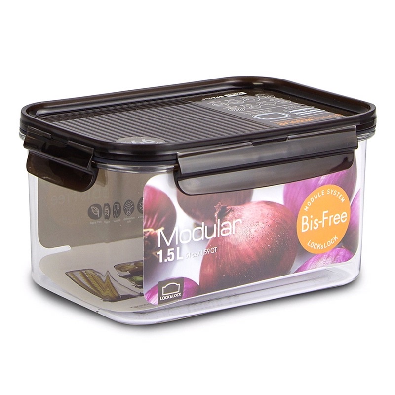 Hộp Nhựa Bảo Quản Thực Phẩm Để Tủ Lạnh Có Khóa 4 Cạnh Kín Hơi Lock&Lock Bisfree Modular 1500ml LBF405
