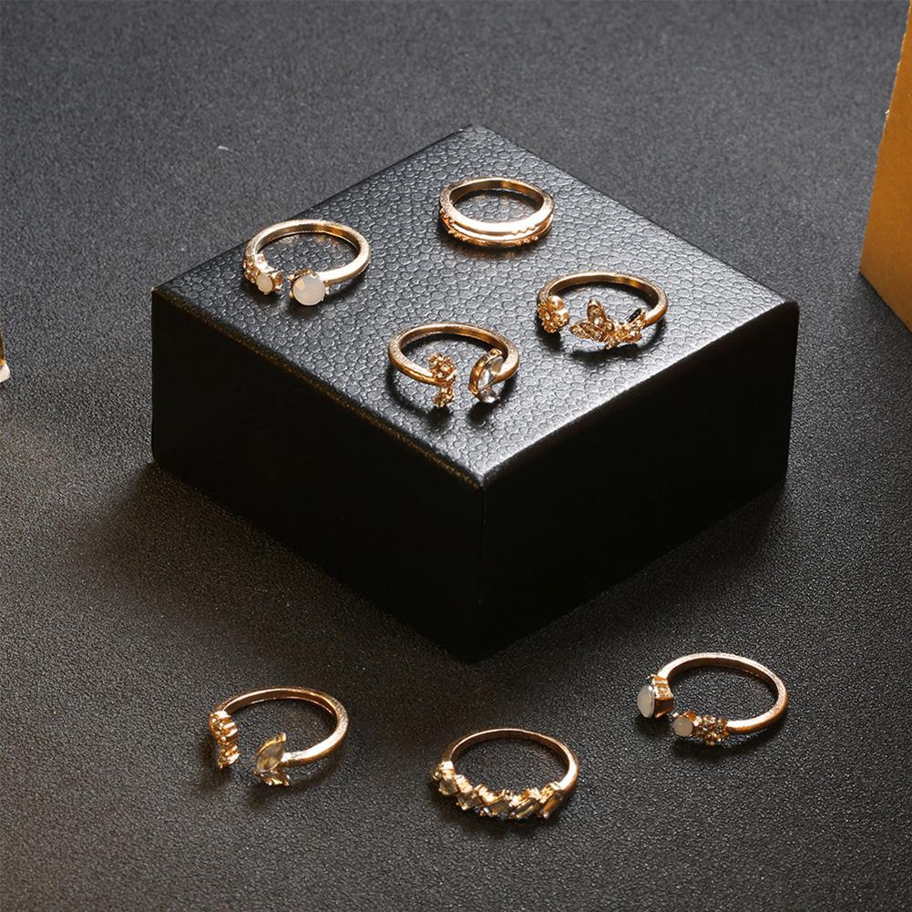 Thời trang mới 7 chiếc / bộ Nhẫn Vàng Màu sắc tối giản Bướm hoa Nhẫn nữ Trang sức Quà tặng