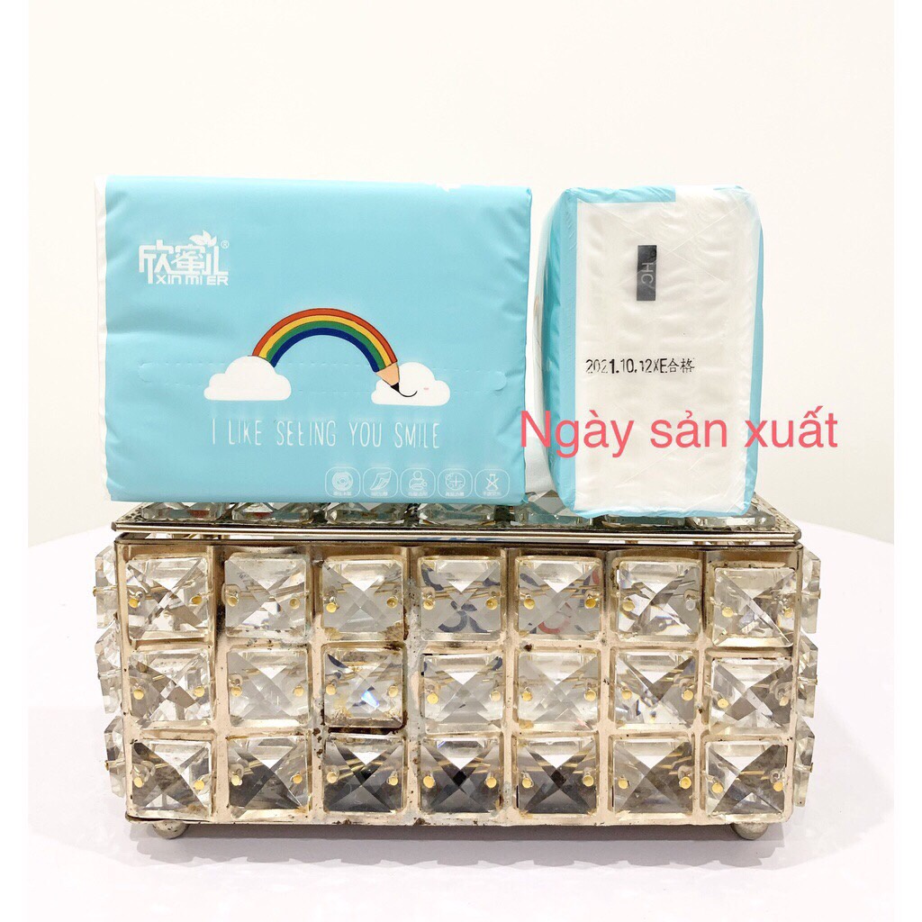 Gói Giấy ăn cầu vồng Xinmier siêu dai, mềm mịn - Nội địa Trung, vỏ nhám