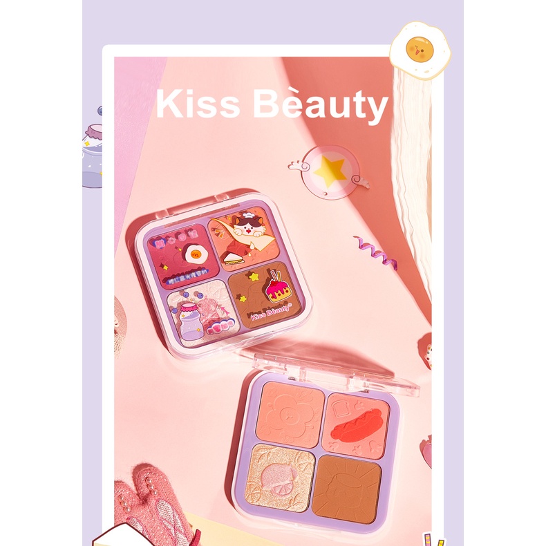 Bảng Phấn Mắt/Má Hồng Kiss Beauty Màu Lì Tự Nhiên Chống Thấm Nước