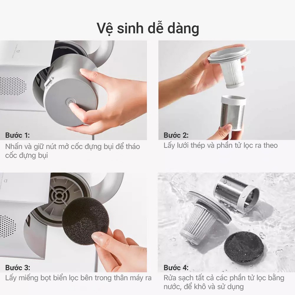 Máy hút bụi giường nệm xiaomi Mijia Dust mites vacuum cleaner lực hút lớn 12KPa- Máy hút bụi diệt khuẩn UV-MJCMY01DY