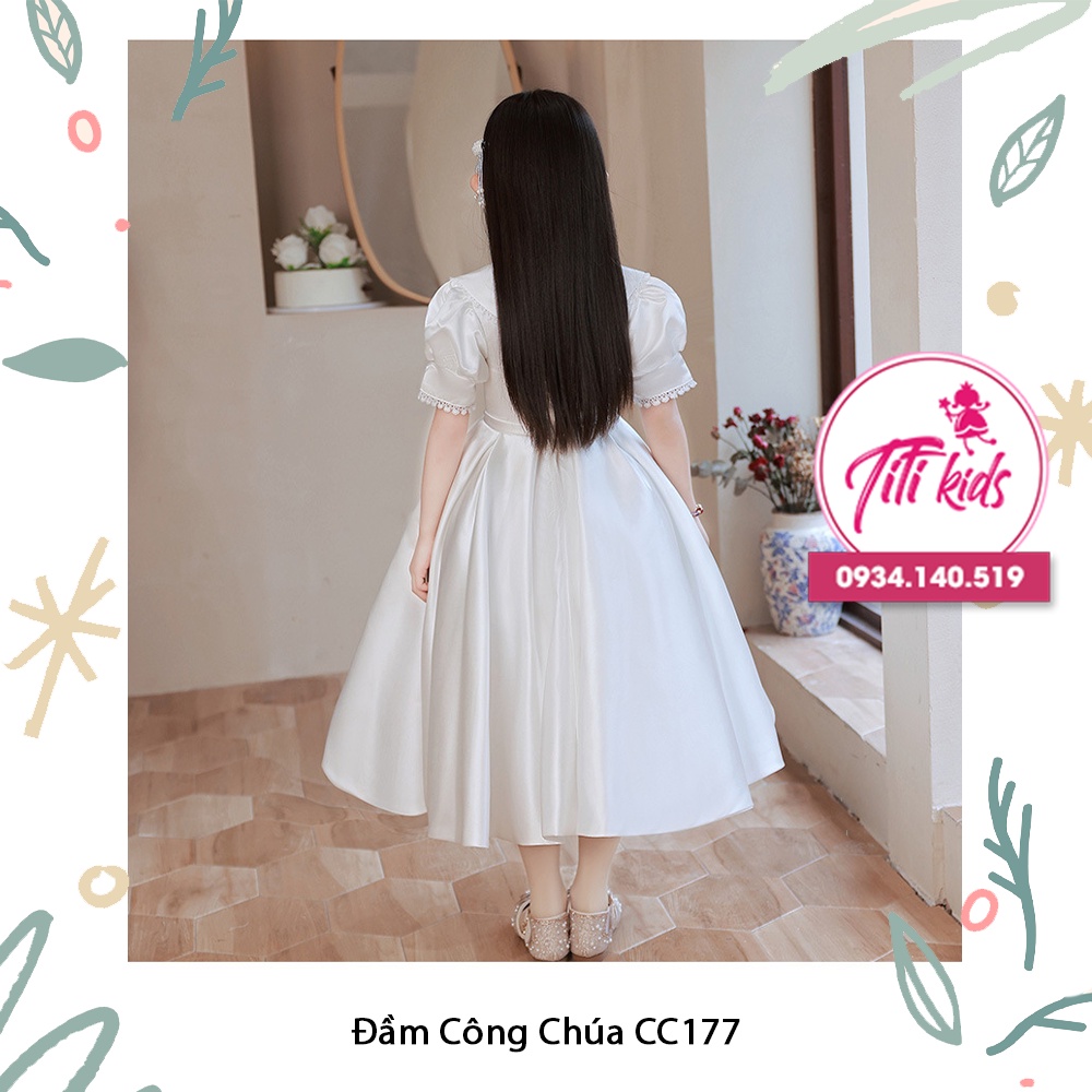 Váy Đầm Công Chúa Bé Gái Trắng Phi Tiểu Thư Cao Cấp CC177