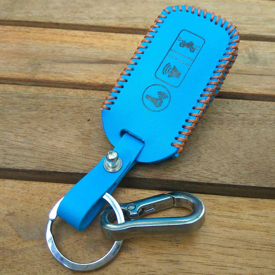 Bao da 3 nút dùng cho chìa khóa smartkey xe máy Honda (SH, SH Mode, PCX) - Xanh dương