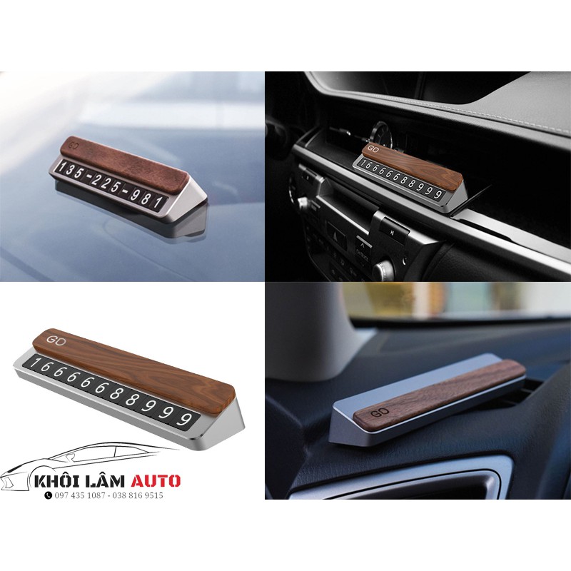 Bảng số điện thoại để taplo GD (đế kim loại + mặt gỗ)