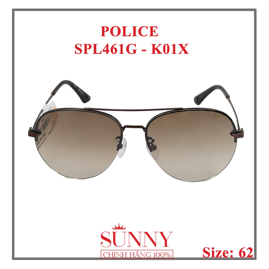 Kính mát Police chính hãng SPL461G 62 K01X màu sắc thời trang, thiết kế dễ đeo bảo vệ mắt