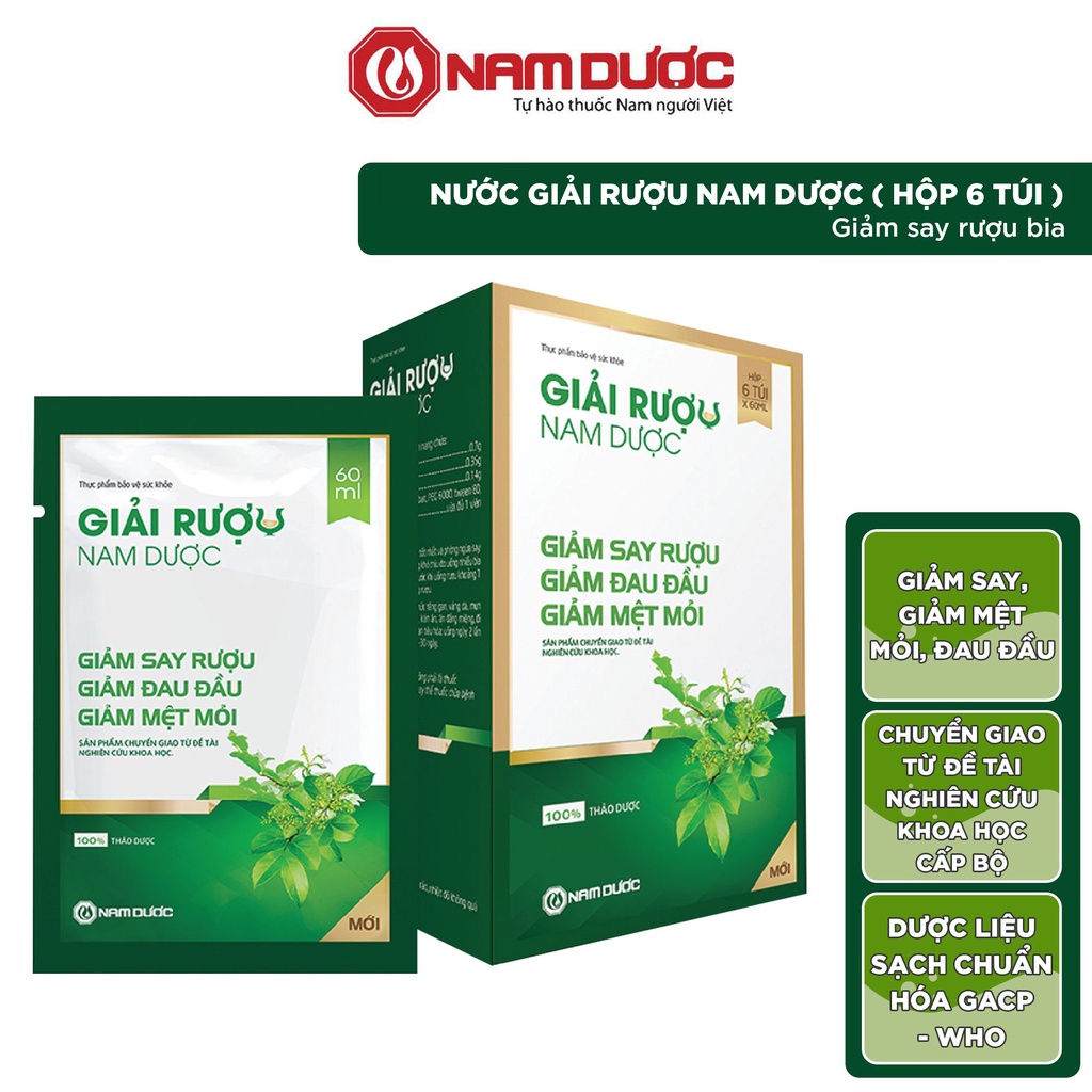 Nước giải rượu Nam Dược hộp 6 túi