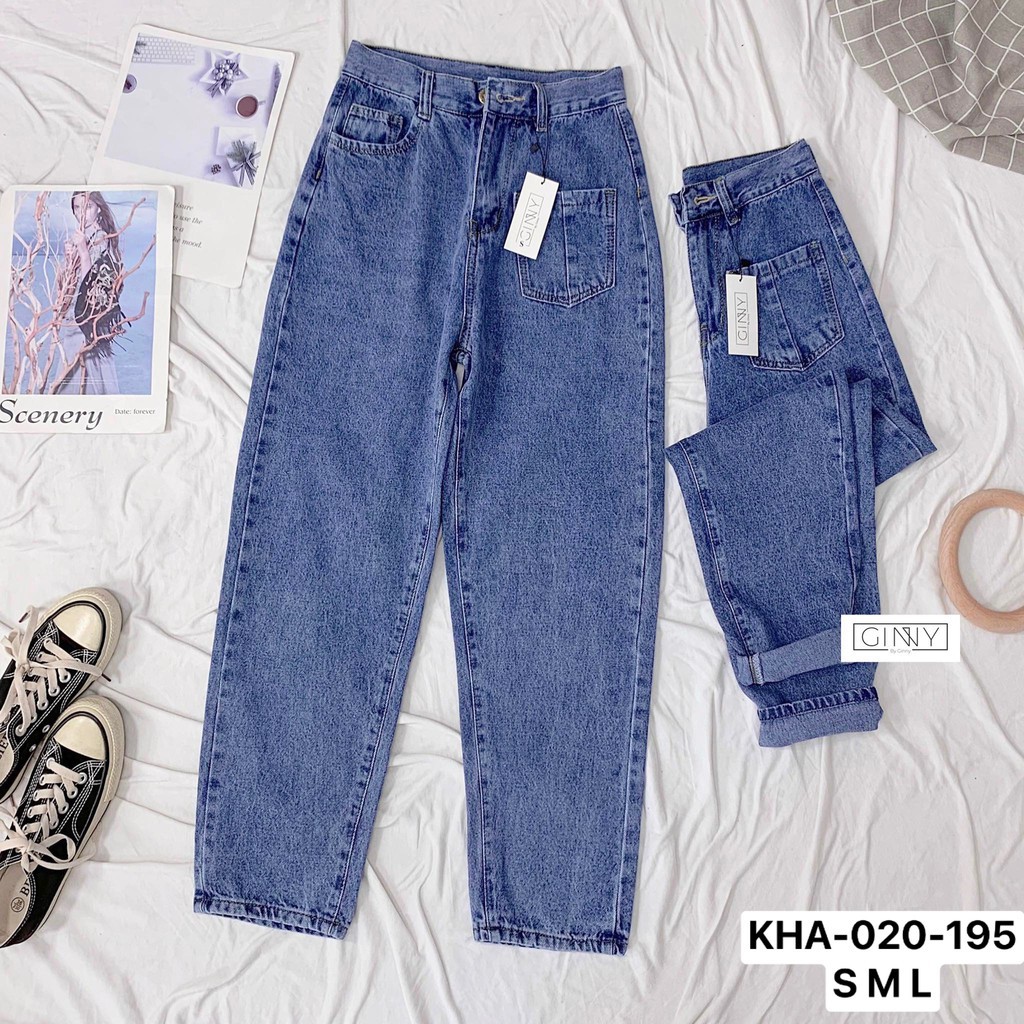 Quần Jean Baggy KHA-020| Quần 9 Tấc Nữ| Jean Hack Dáng Basic