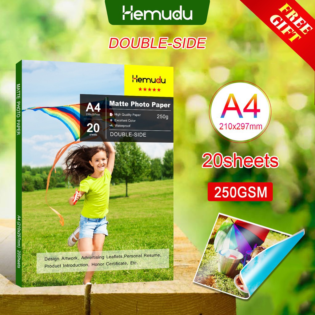 GIẤY IN ẢNH 20sheets Double Sided A4 Matte Photo Paper 250gsm Inkjet