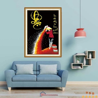 Tranh đính đá, tranh thêu chữ thập chữ lộc đầy đủ no ấm quanh năm