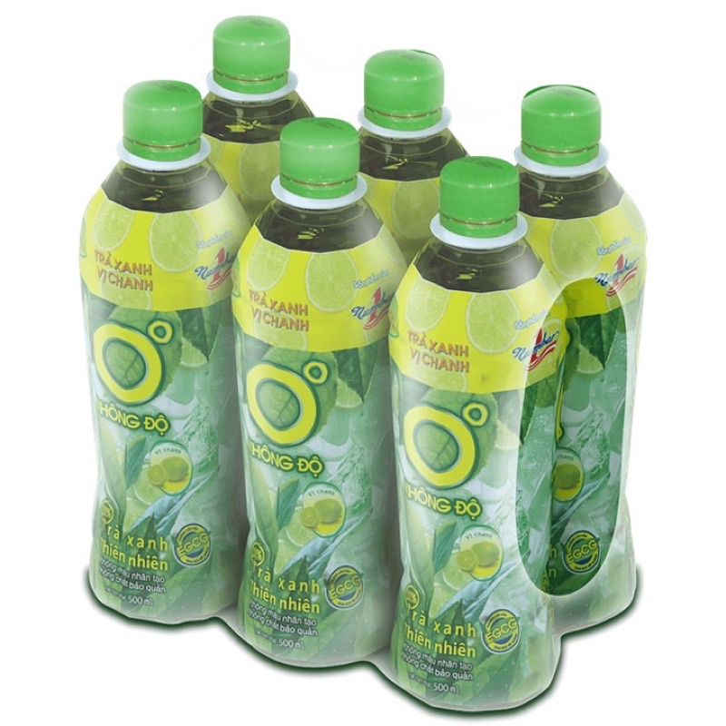 Lốc 6 chai/ thùng 24 chai Trà Xanh Không Độ vị chanh chai nhựa PEP 455ml date luôn mới