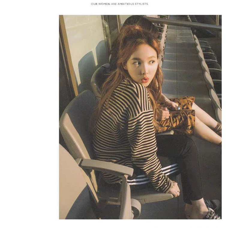 (Hình thật) Áo khoác Cardigan sọc ngang màu nâu nhạt Jennie Hyuna | BigBuy360 - bigbuy360.vn