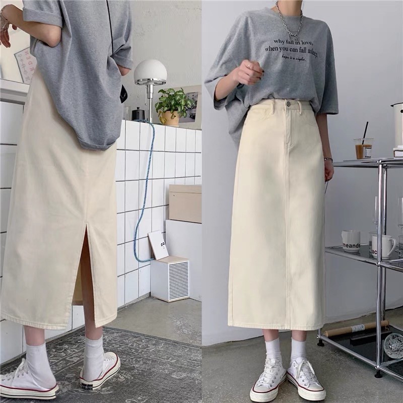 Chân váy bò màu be (ảnh thật ở cuối)