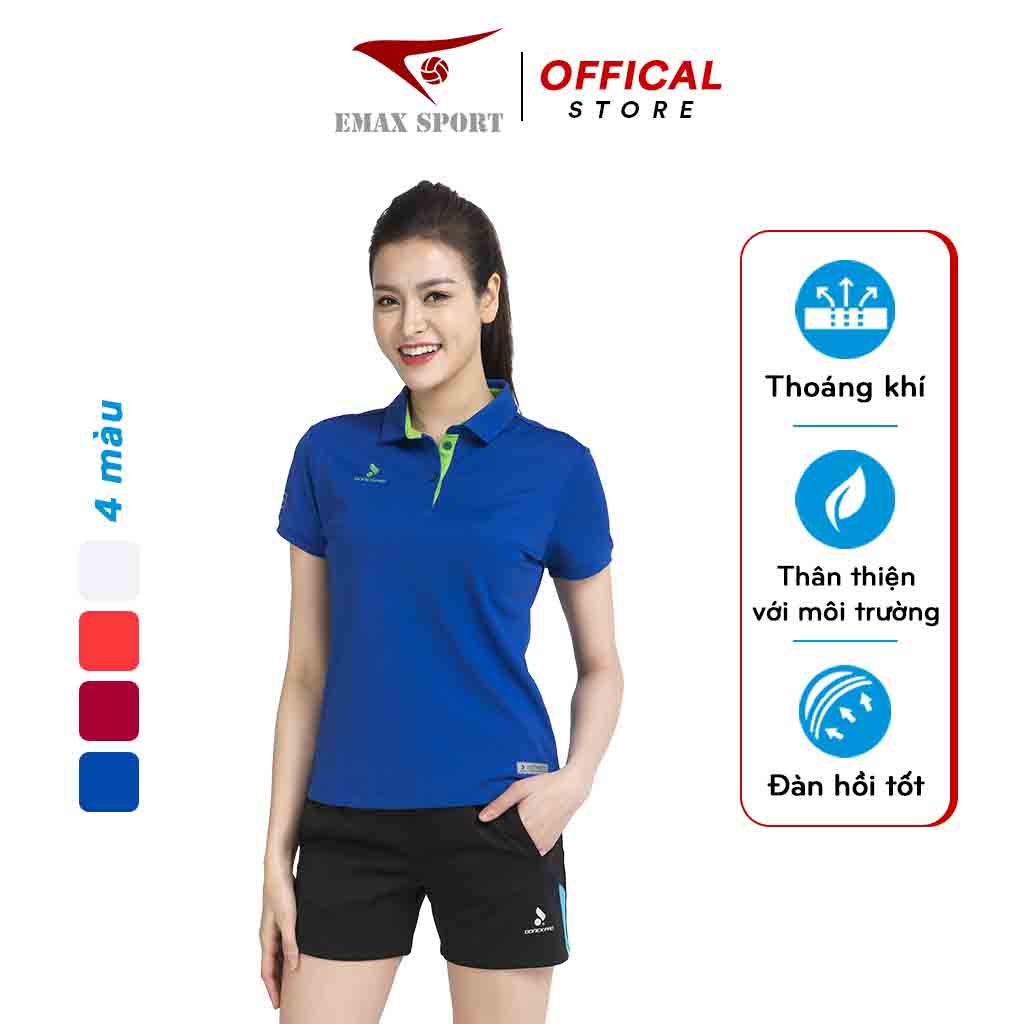 Áo Thể Thao Nữ Donexpro Cổ Bẻ, Vải Poly Cá Sấu Thoát Hơi Nhanh Bền Màu AC - 3630